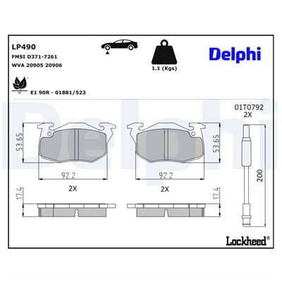 DELPHI LP490 EAN: 5012759302323.