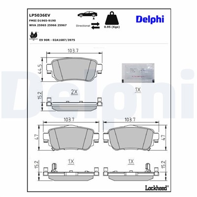 DELPHI LP5036EV EAN: 5012759555125.