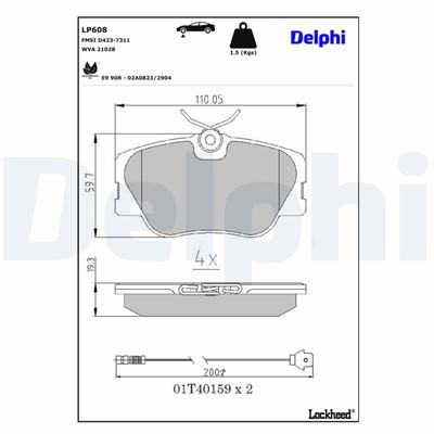 DELPHI LP608 EAN: 5012759304310.