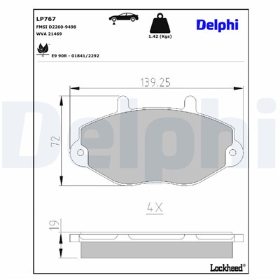 DELPHI LP767 EAN: 5012759305836.