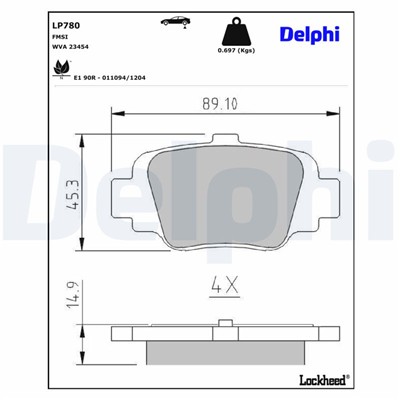 DELPHI LP780 EAN: 5012759305997.