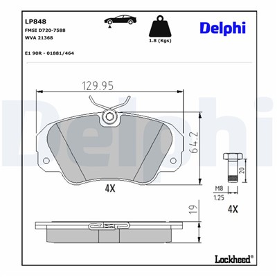 DELPHI LP848 EAN: 5012759306420.