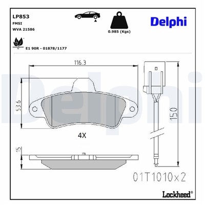 DELPHI LP853 EAN: 5012759907795.