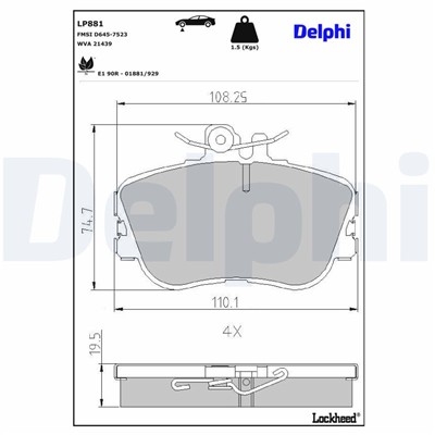 DELPHI LP881 EAN: 5012759901748.