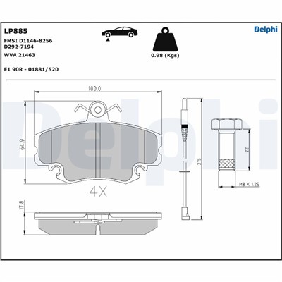 DELPHI LP885 EAN: 5012759913352.