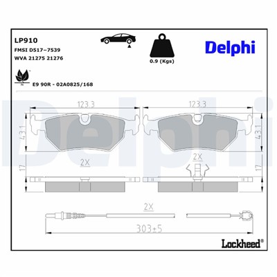 DELPHI LP910 EAN: 5012759913475.