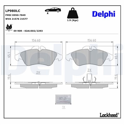 DELPHI LP980LC EAN: 5012759634097.