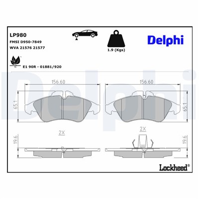 DELPHI LP980 EAN: 5012759945780.