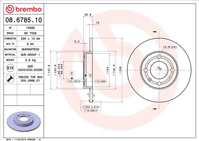 BREMBO 08.6785.10 EAN: 8020584678510.