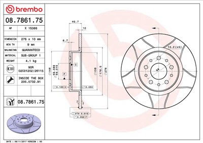 BREMBO 08.7861.75 EAN: 8020584014967.