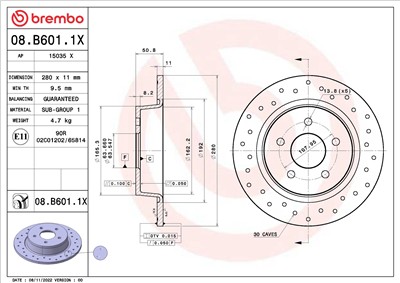 BREMBO 08.B601.1X EAN: 8020584321683.