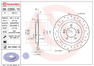 BREMBO 08.C250.1X EAN: 8020584320051.