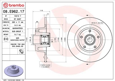 BREMBO 08.E962.17 EAN: 8020584325490.