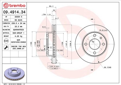 BREMBO 09.4914.34 EAN: 8020584012482.