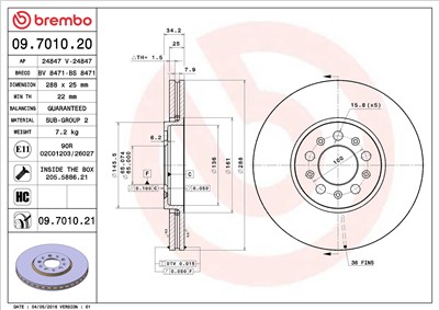 BREMBO 09.7010.21 EAN: 8020584024225.