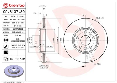 BREMBO 09.8137.31 EAN: 8020584039588.