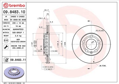 BREMBO 09.8483.10 EAN: 8020584848319.