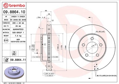 BREMBO 09.8864.11 EAN: 8020584026694.