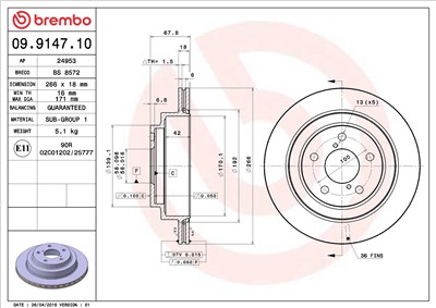 BREMBO 09.9147.10 EAN: 8020584914717.