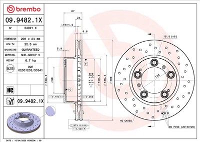 BREMBO 09.9482.1X EAN: 8020584343364.