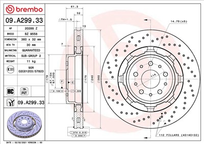 BREMBO 09.A299.33 EAN: 8020584316962.