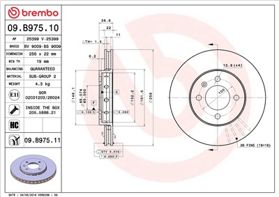 BREMBO 09.B975.11 EAN: 8020584218761.