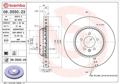 BREMBO 09.D550.23 EAN: 8020584316023.