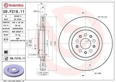 BREMBO 09.F218.11 EAN: 8020584326626.