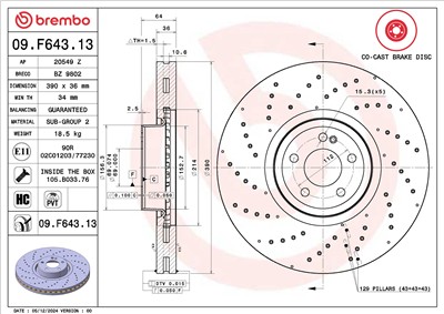 BREMBO 09.F643.13 EAN: 8020584341469.
