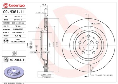 BREMBO 09.N361.11 EAN: 8020584311875.