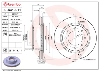 BREMBO 09.N419.11 EAN: 8020584328224.
