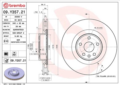 BREMBO 09.Y357.21 EAN: 8020584318942.