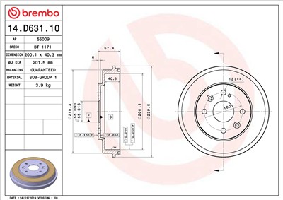 BREMBO 14.D631.10 EAN: 8020584234402.