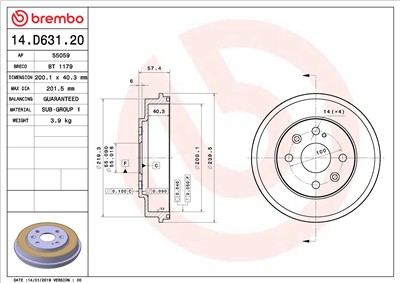 BREMBO 14.D631.20 EAN: 8020584236970.