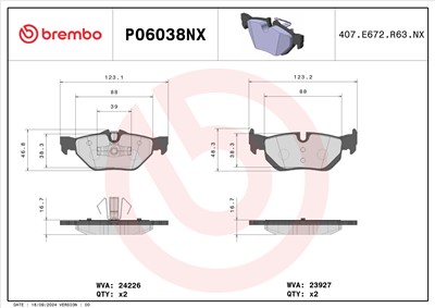 BREMBO P06038NX Číslo výrobce: 23926. EAN: 8020584130742.
