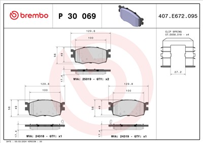 BREMBO P 30 069 Číslo výrobce: 25019. EAN: 8020584110027.