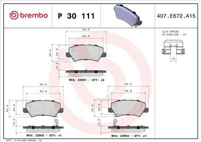 BREMBO P 30 111 Číslo výrobce: 22901. EAN: 8020584116487.