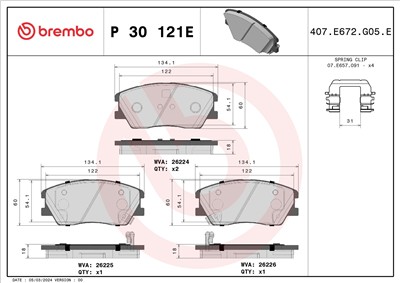 BREMBO P 30 121E Číslo výrobce: 26224. EAN: 8020584123416.