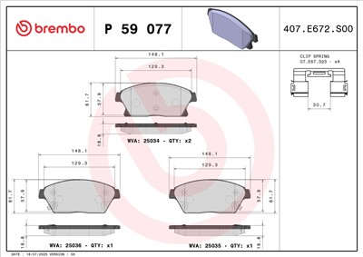 BREMBO P 59 077 Číslo výrobce: 25034. EAN: 8020584083901.