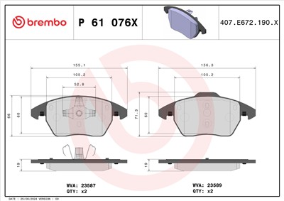 BREMBO P 61 076X Číslo výrobce: 23589. EAN: 8020584069127.