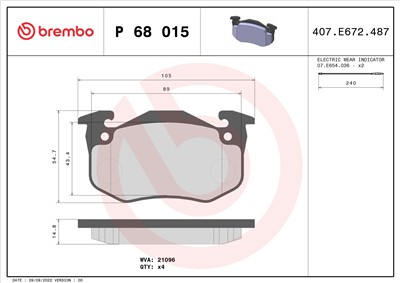 BREMBO P 68 015 Číslo výrobce: 20634. EAN: 8020584056783.