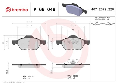 BREMBO P 68 048 Číslo výrobce: 23215. EAN: 8020584061992.