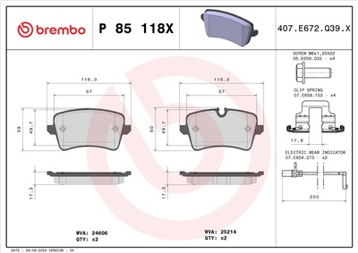 BREMBO P 85 118X Číslo výrobce: 24606. EAN: 8020584121948.
