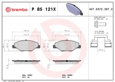 BREMBO P 85 121X Číslo výrobce: 25681. EAN: 8020584121955.