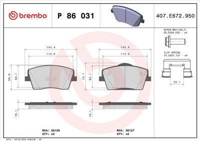 BREMBO P 86 031 Číslo výrobce: 26126. EAN: 8020584115572.