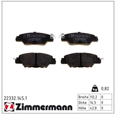 ZIMMERMANN 22332.145.1 Číslo výrobce: 22332. EAN: 4250238776994.