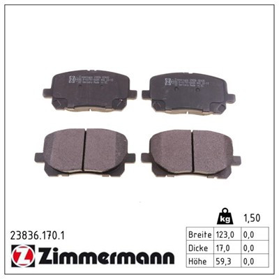 ZIMMERMANN 23836.170.1 Číslo výrobce: 23836. EAN: 4250238739722.