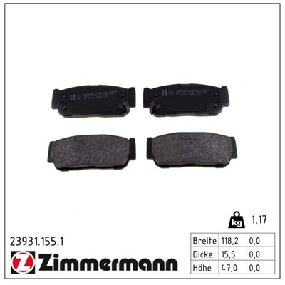 ZIMMERMANN 23931.155.1 Číslo výrobce: 23931. EAN: 4250238776574.