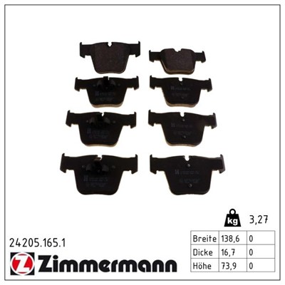 ZIMMERMANN 24205.165.1 Číslo výrobce: 24205. EAN: 4250238778219.