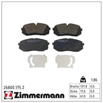 ZIMMERMANN 26800.175.2 Číslo výrobce: 26800. EAN: 4250238791508.